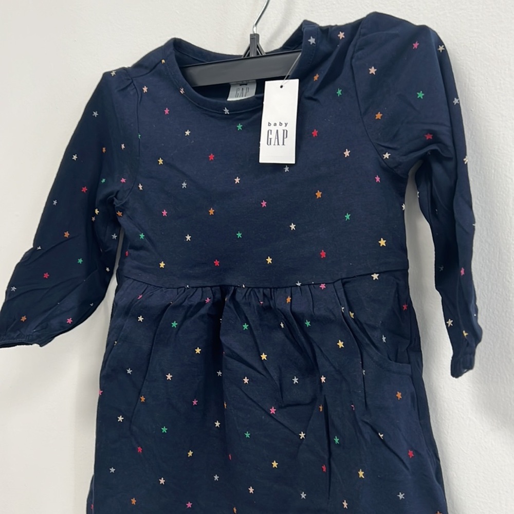 NWT - Baby GAP Toddler Organic Cotton Skater Dress, Blue Galaxy - Size 24-Months - Picture 4 of 7